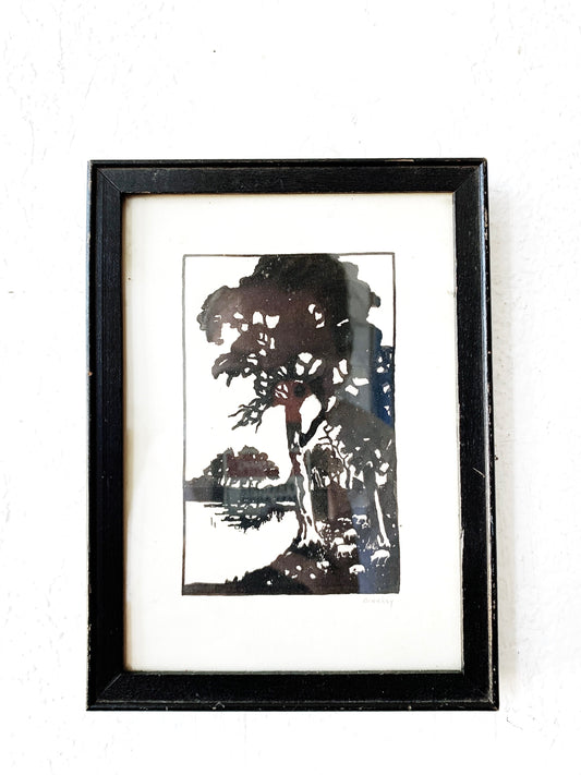 Antique Framed Pen and Ink Drawing