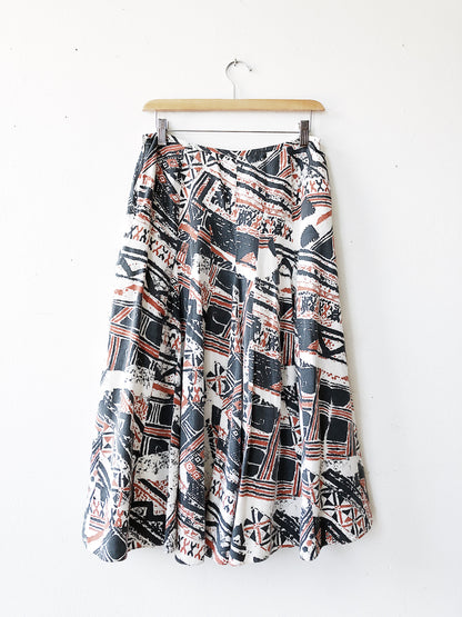 Patterned Silk and Cotton Twirl Skirt