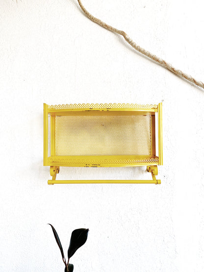 Mid Century Acid Yellow Metal Shelf
