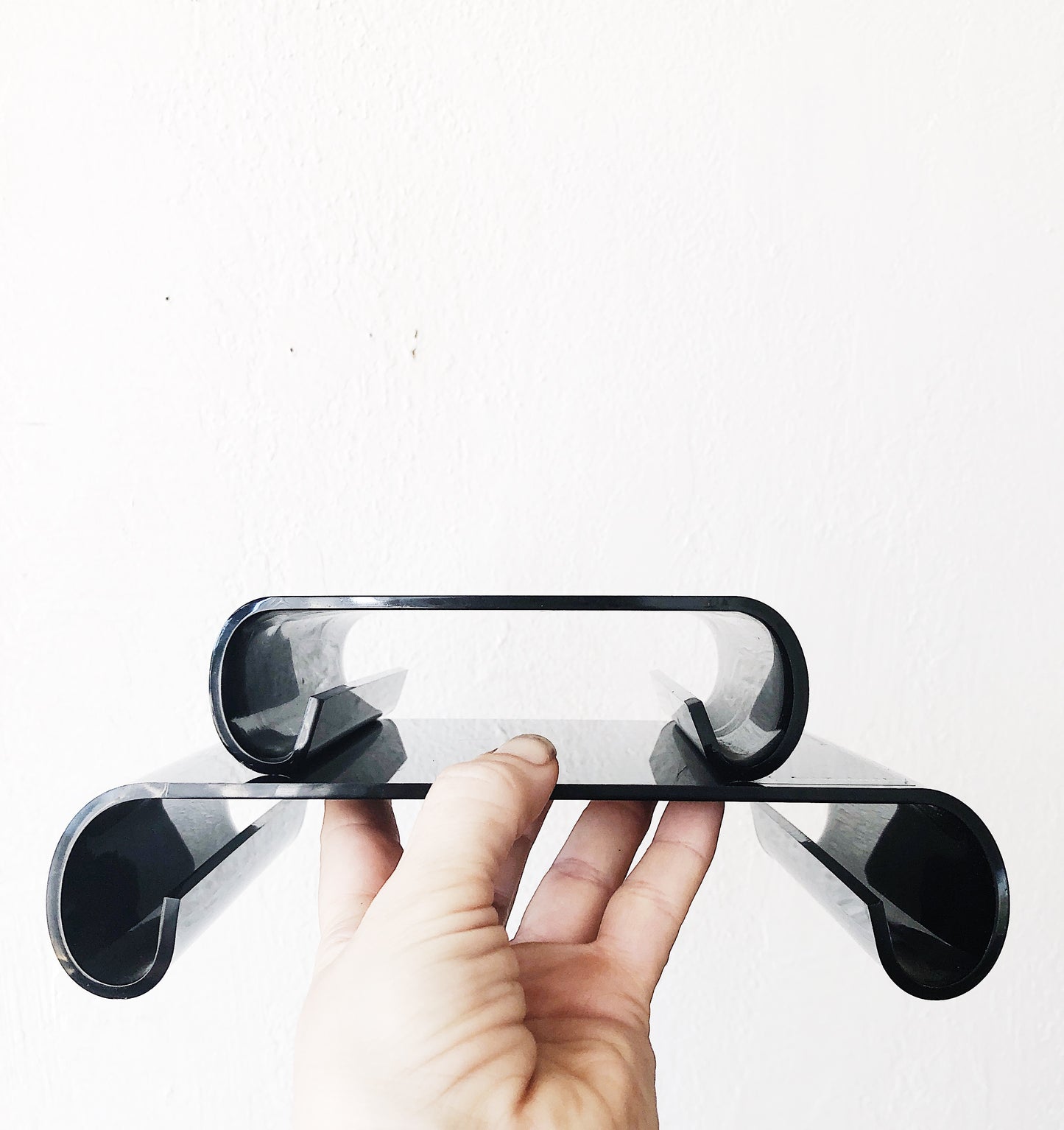 Vintage Black Lucite Stand Set