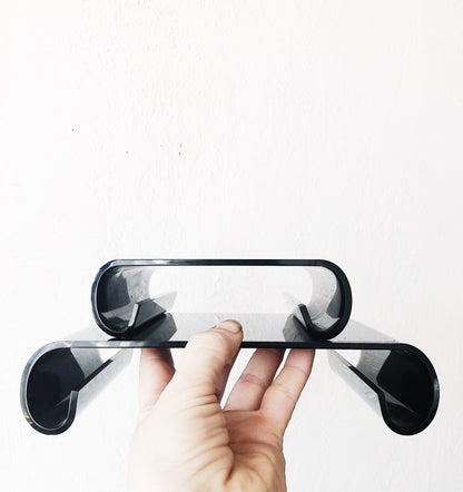 Vintage Black Lucite Stand Set