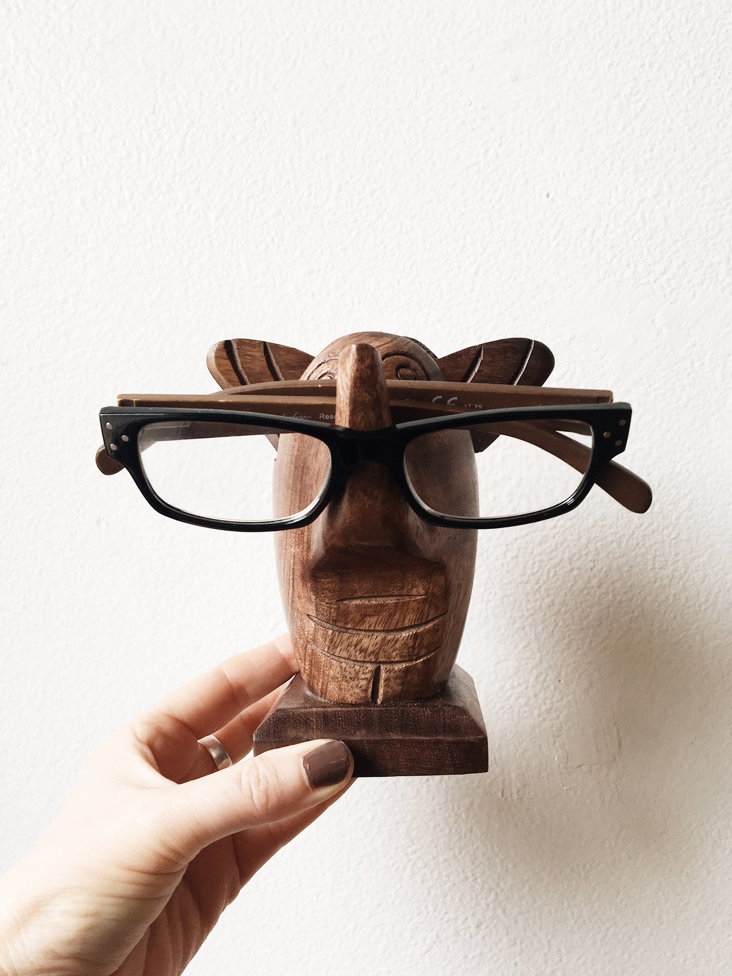 Carved Wood Eyeglass Holder