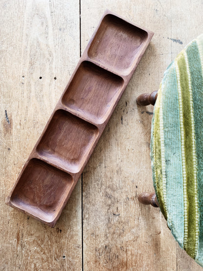 Vintage Divided Teak Tray