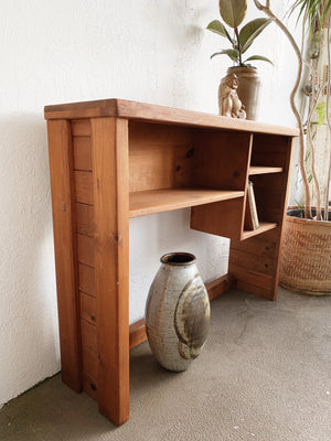 Vintage Handmade Wood Console Table Shelf