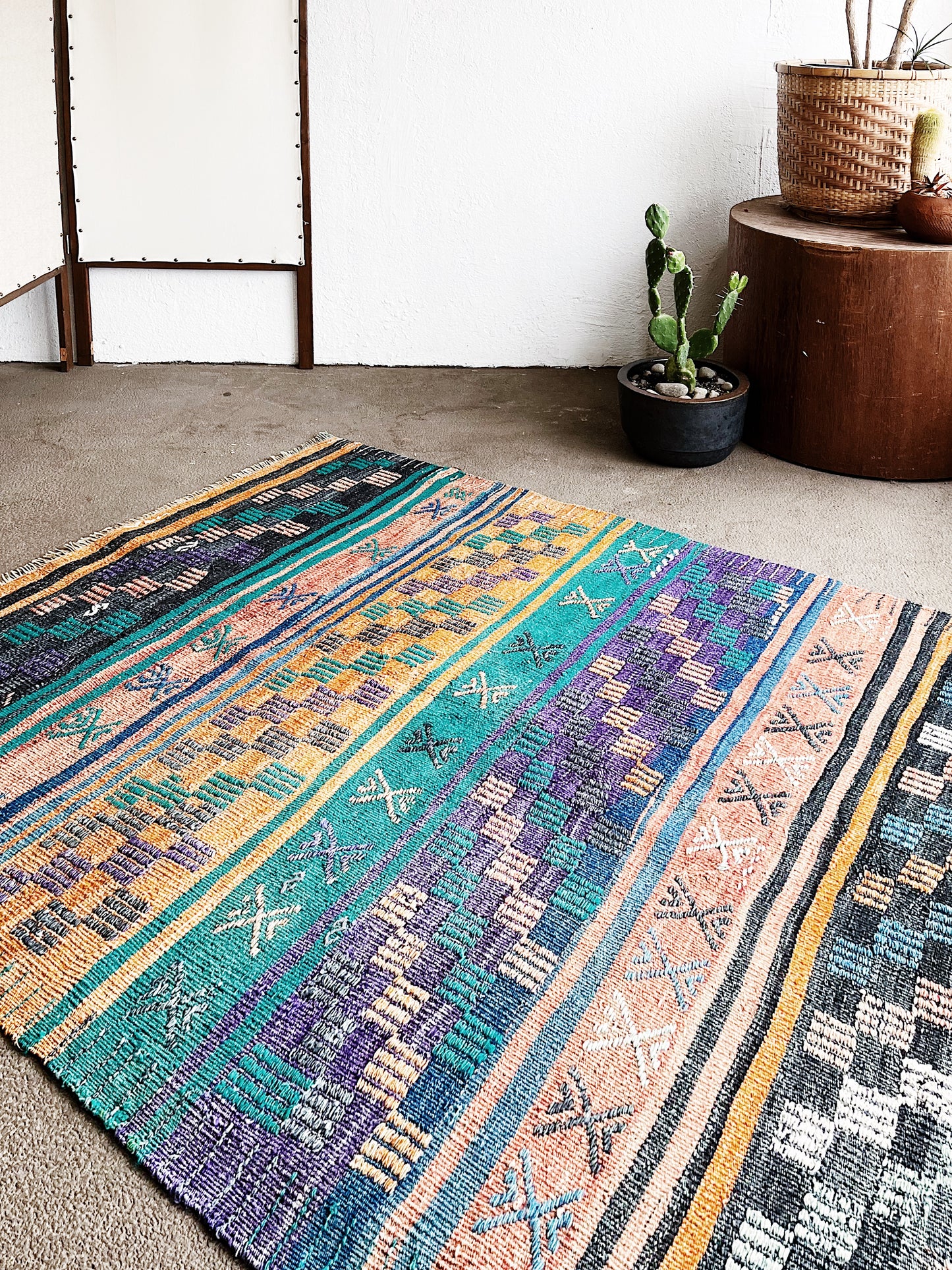 Vintage Turkish Cicim Kilim Rug