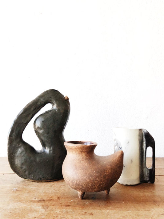 Vintage Mexican Clay Footed Vessel