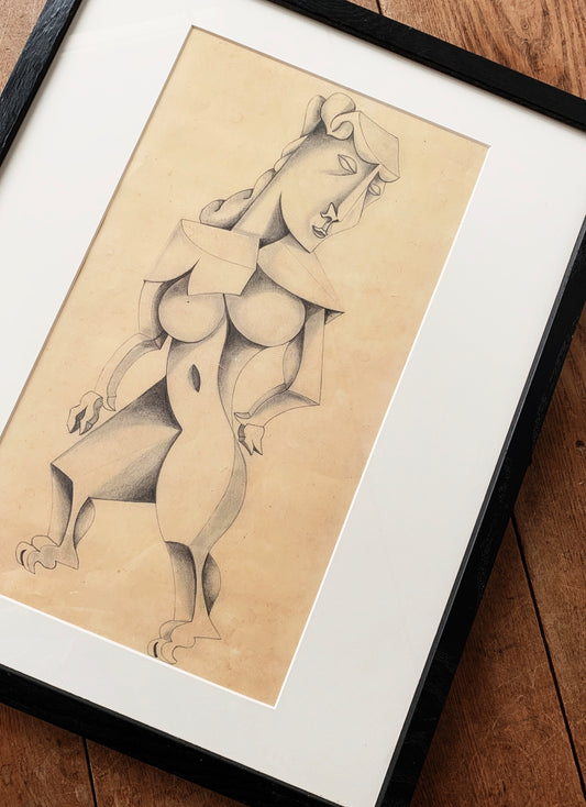 Original Vintage Framed Art for Mette