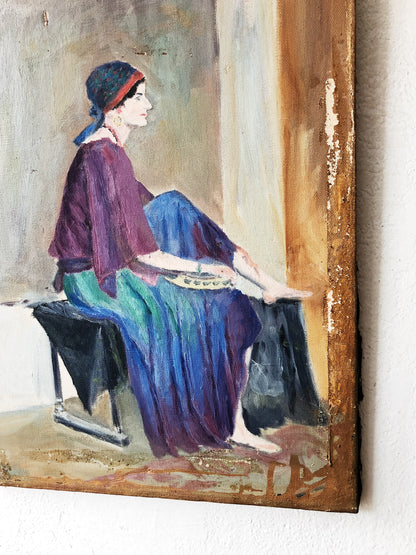 Original Vintage Portrait Painting