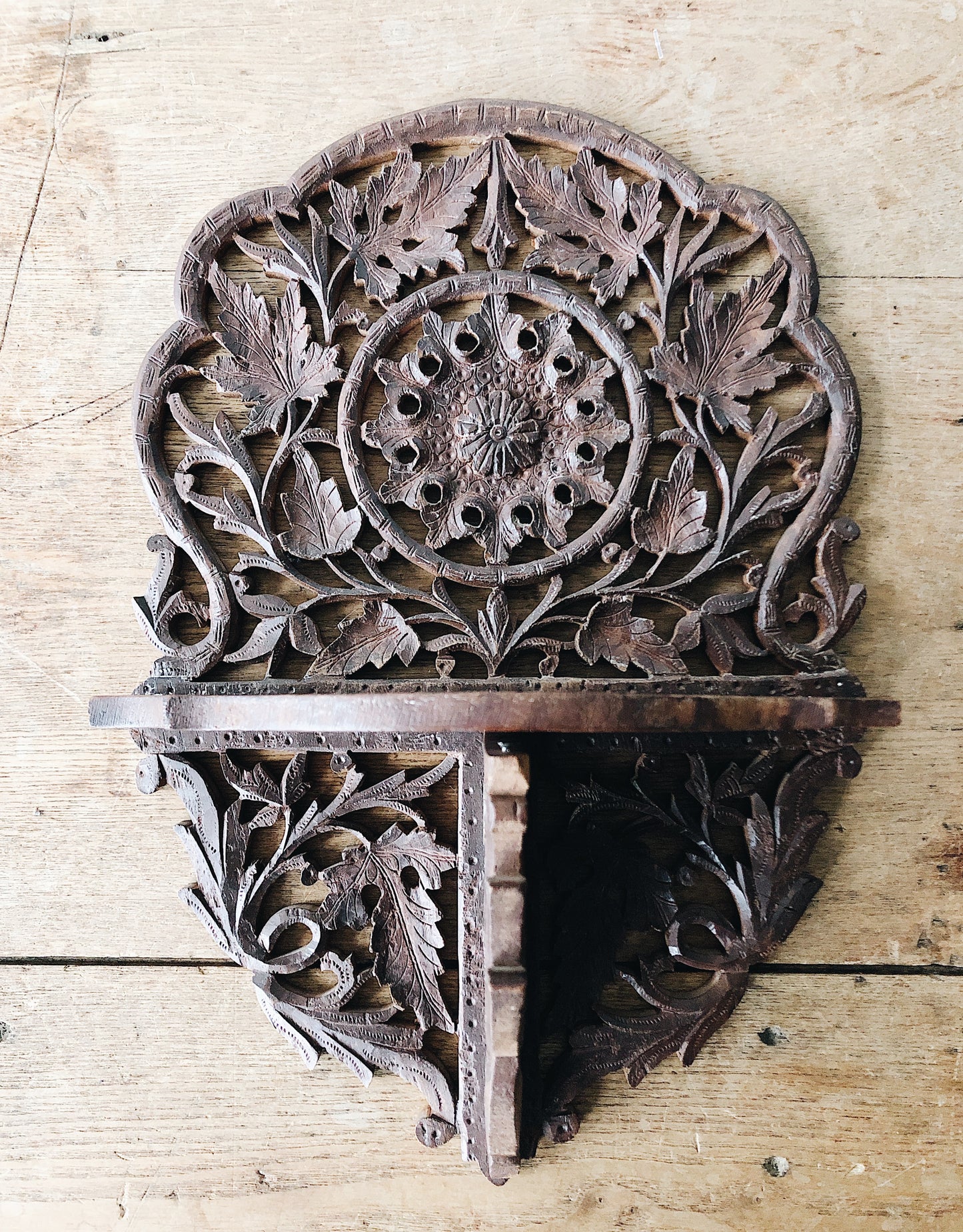 Vintage Carved Mandala Wall Shelf