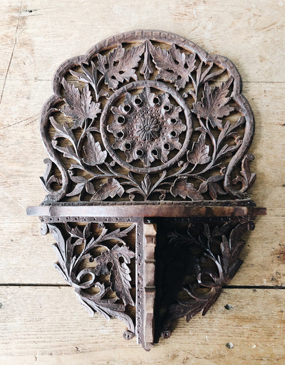 Vintage Carved Mandala Wall Shelf