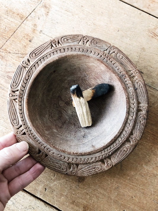 Old Carved Wood Bowl