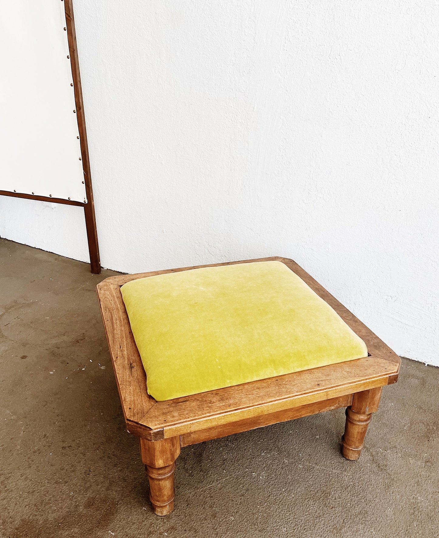 Mid Century Velvet Ottoman