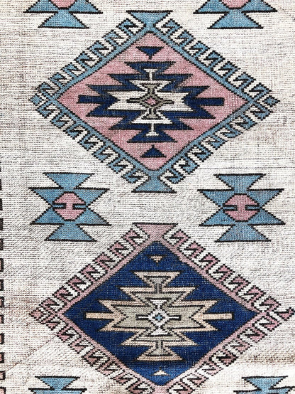 Vintage Turkish Kars Wool Kilim Rug