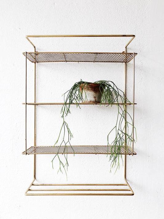 Vintage Mesh Goldtone Wall Shelf