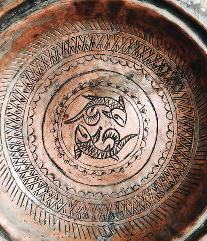 Vintage Copper Pisces Plate