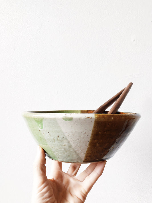 Vintage Handmade Ceramic Salad Bowl Set