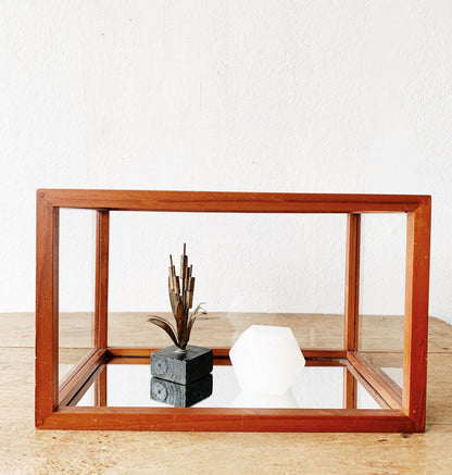 Wood and Glass Terrarium With Vintage Book