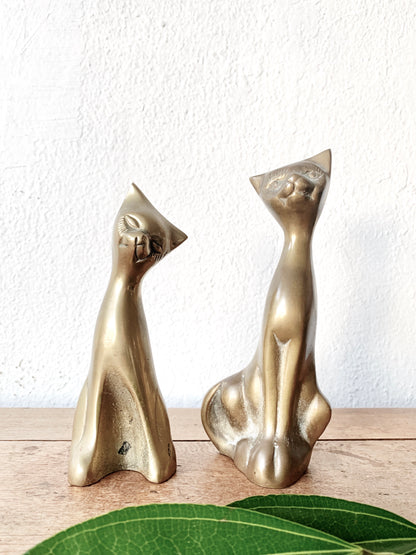 Mid Century Solid Brass Cats