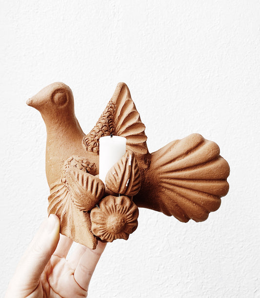 Terra Cotta Folk Style Candelabra