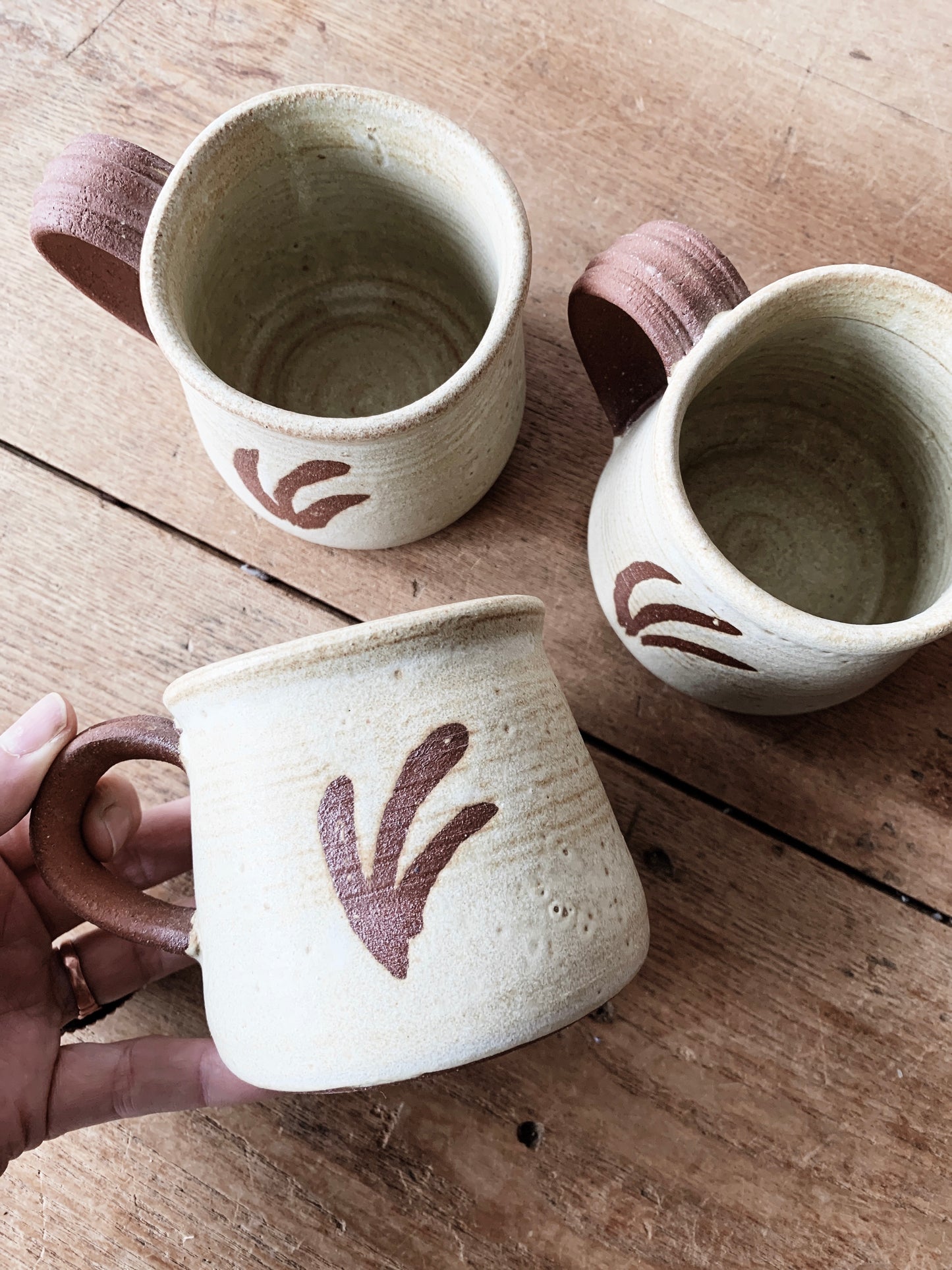 Vintage Pottery Mug Trio