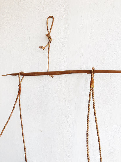 Vintage Hanging Bamboo Basket