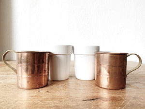 Ceramic Tumbler Pair with Copper and Brass Holder