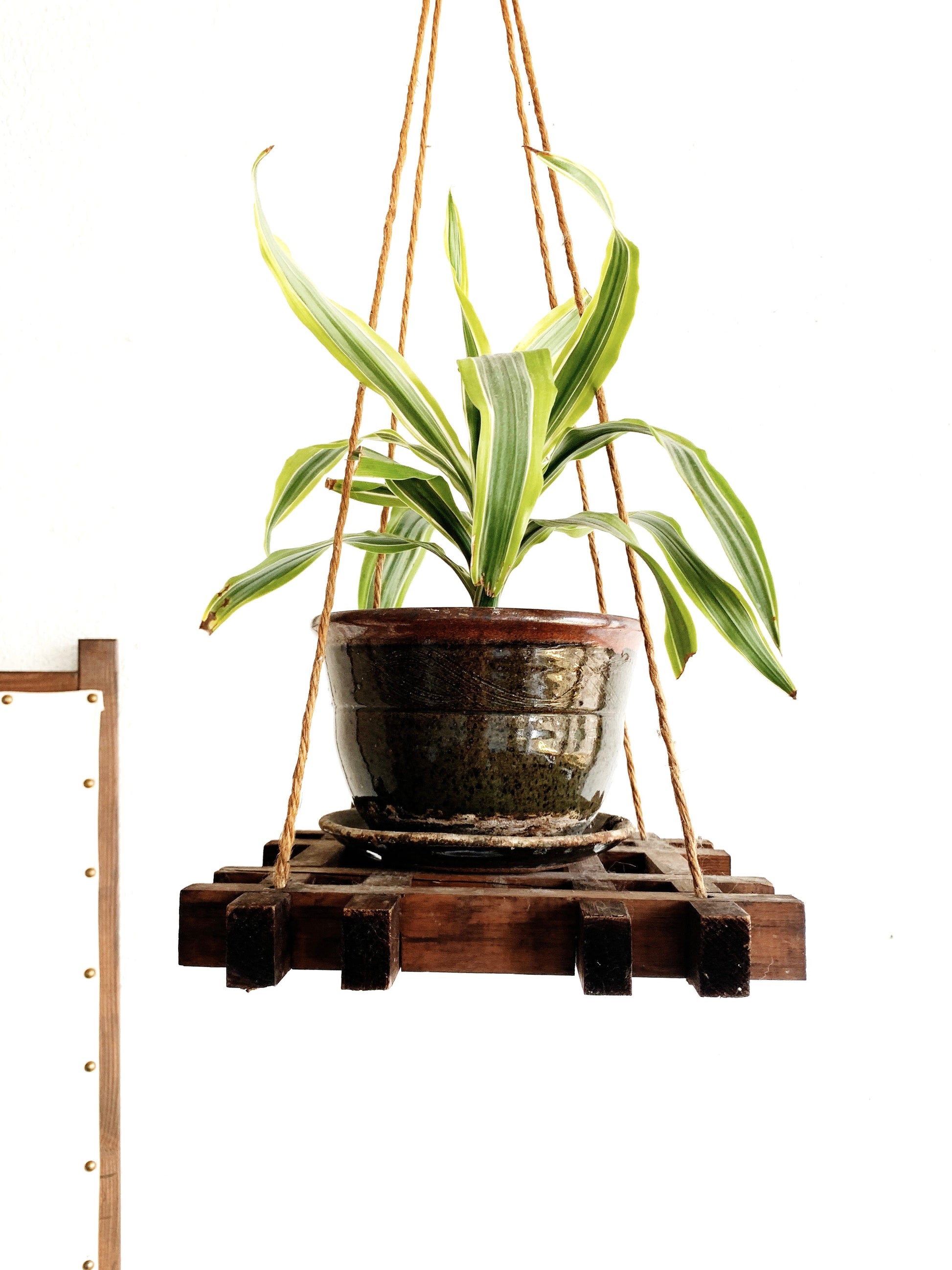 plant hanger vintage Vintage Wood Grid Plant Hanger