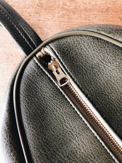 Vintage Olive Naugahyde Carryall