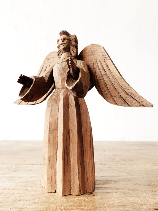 Carved Wood Folk Art Angel