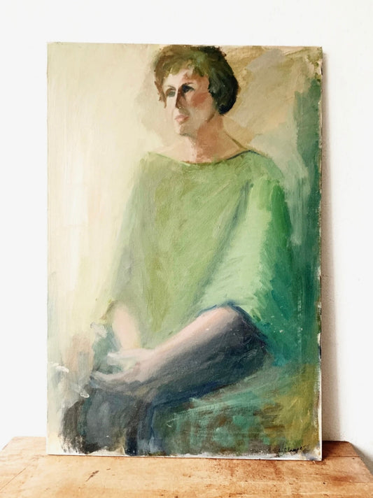 Large Vintage Original Portrait Painting
