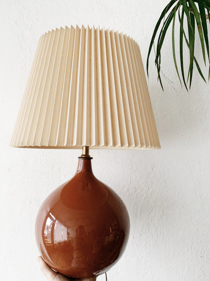 Vintage Ceramic Lamp with Pleated Shade