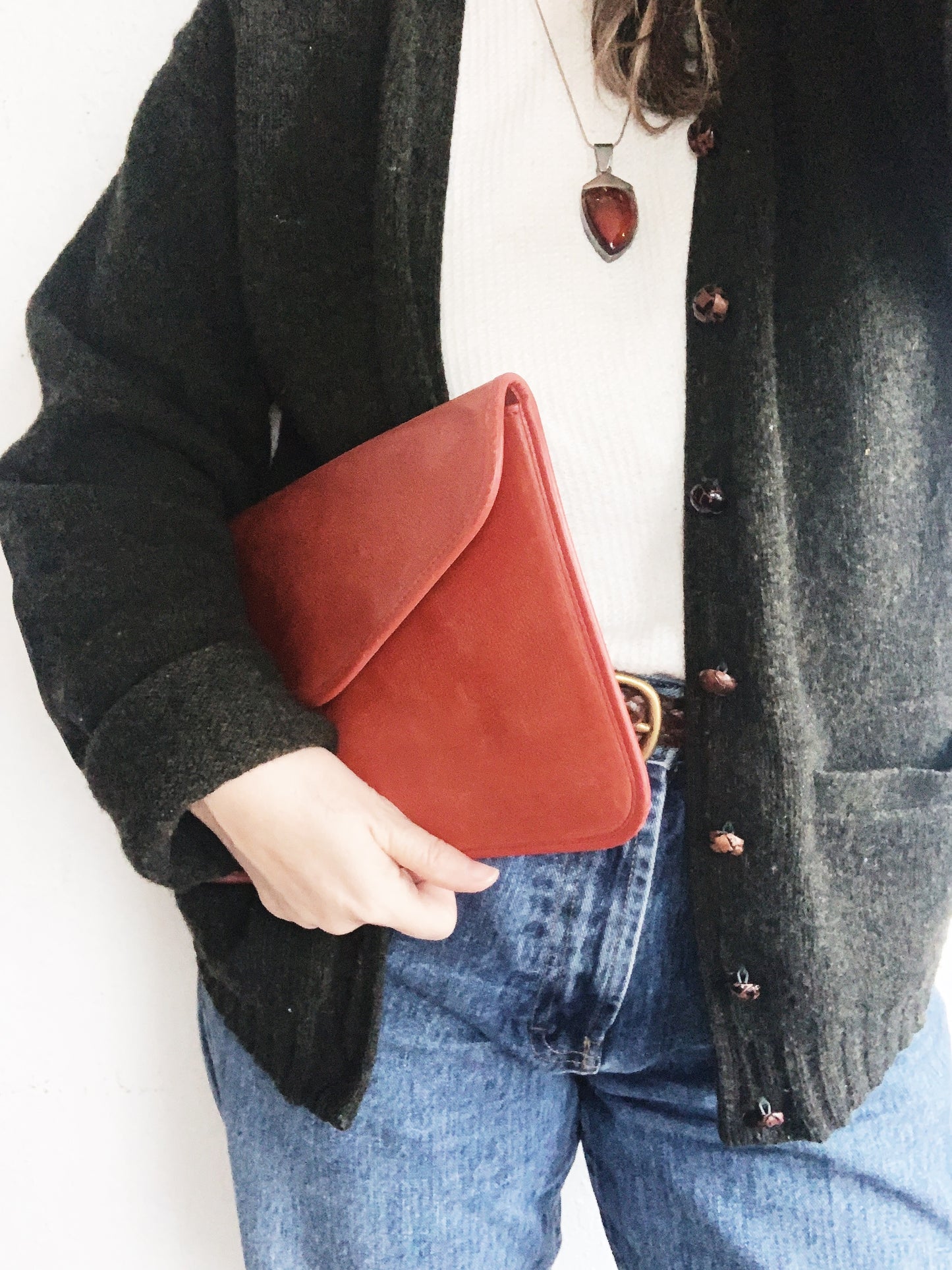Michael Green Pebbled Leather Clutch