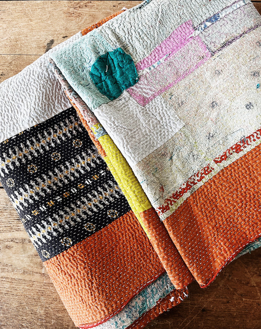 Handmade Cotton Kantha Quilt