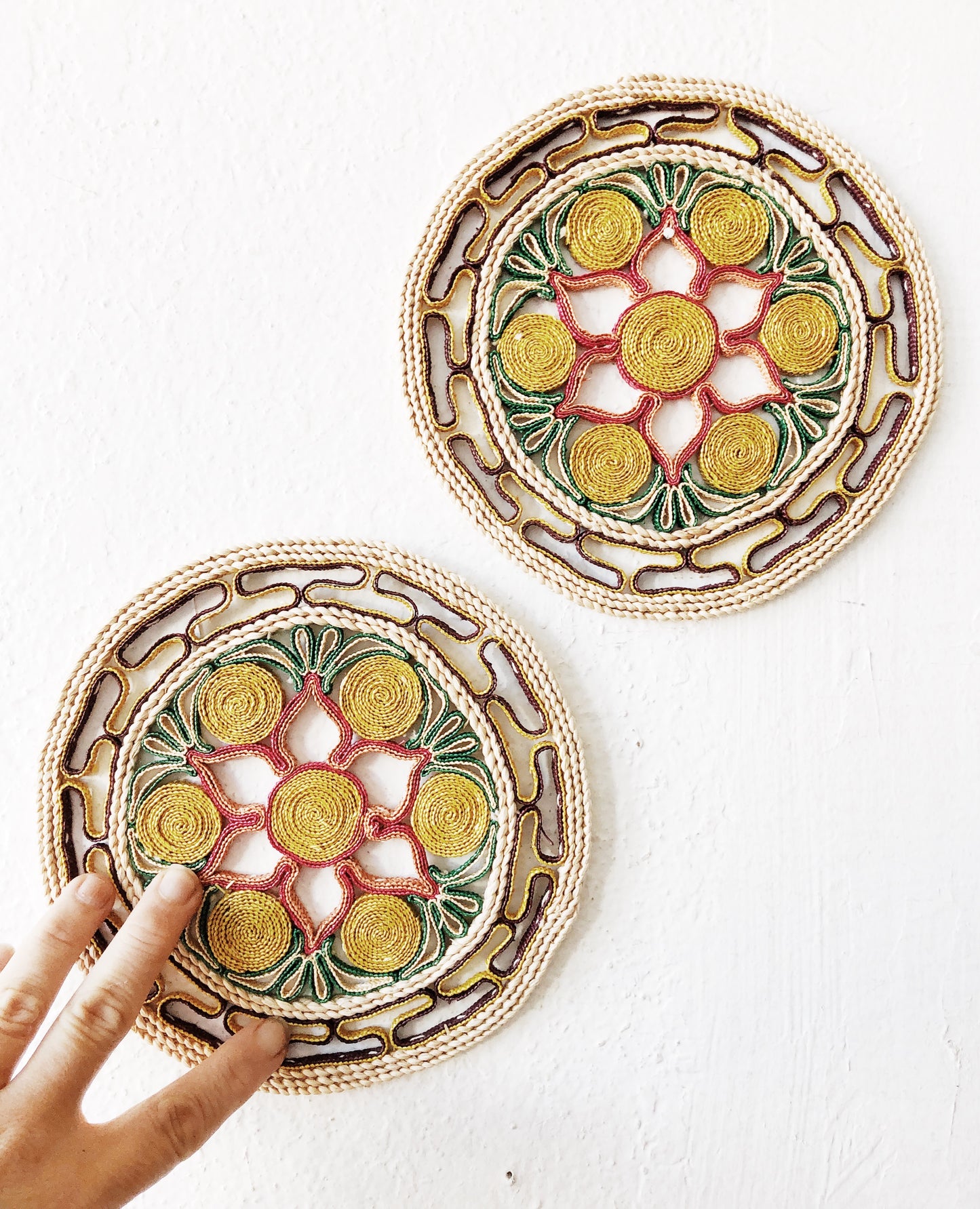 Pair of Vintage Straw Mats