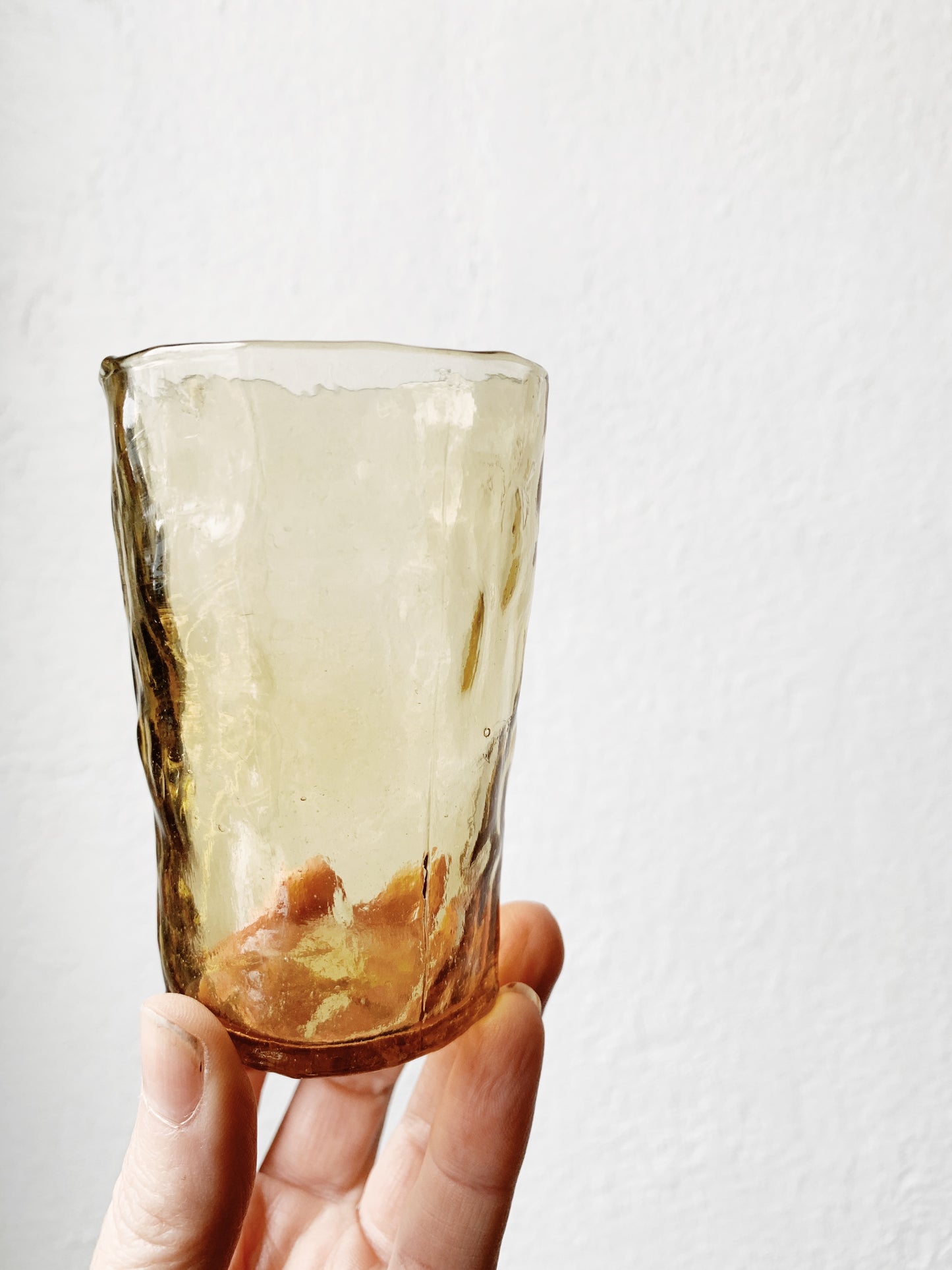 Mid Century Wavy Amber Glass Set