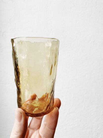 Mid Century Wavy Amber Glass Set