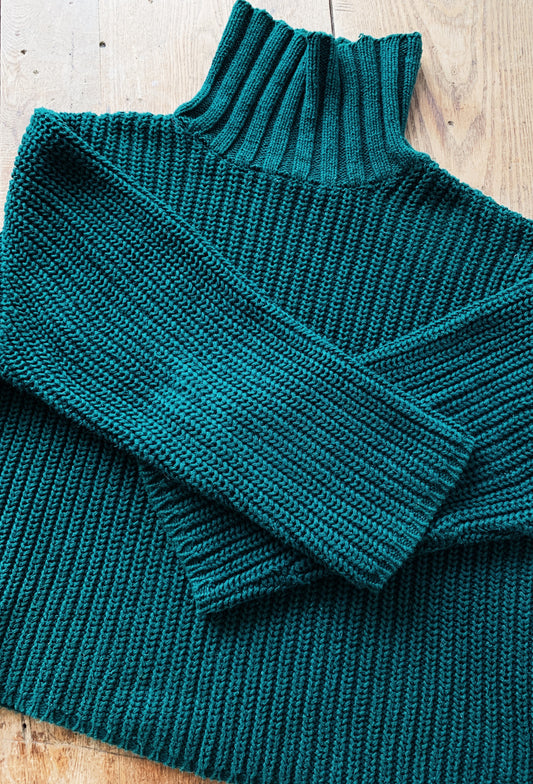 Vintage Boxy Cotton Knit Turtleneck