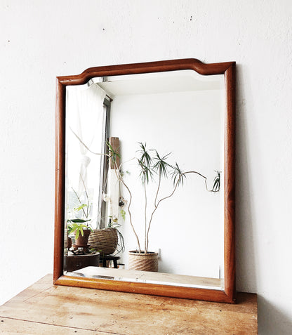 Large Vintage Mid Century Teak Mirror