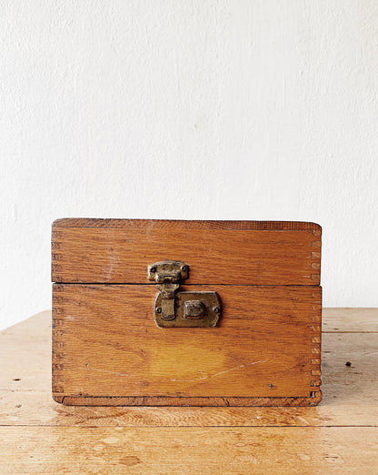 Vintage Wood Box with Brass Pop Lock