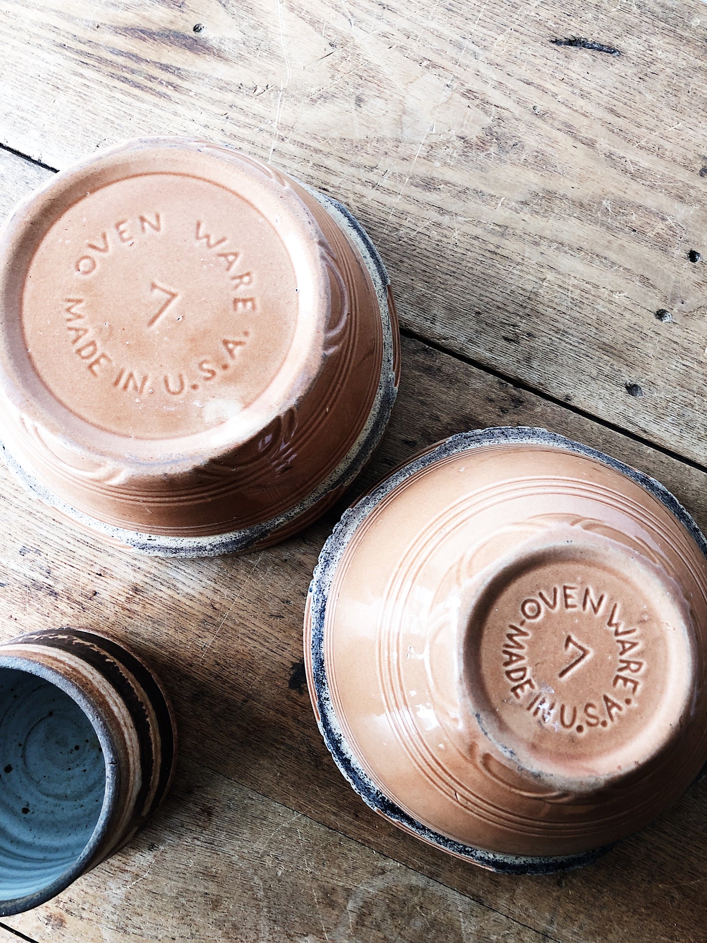 Pair of USA Pottery Nesting Bowls