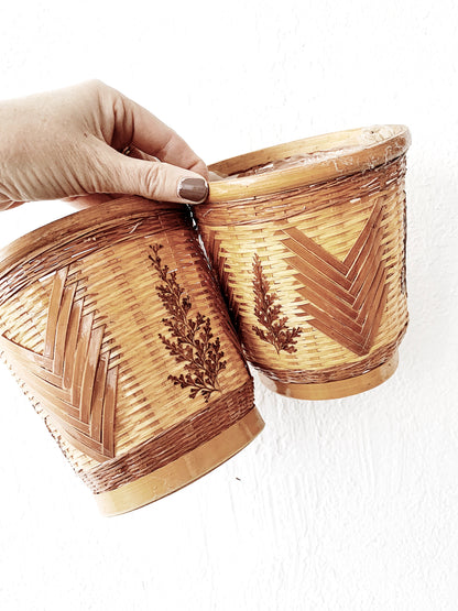 Vintage Lined Plant Basket