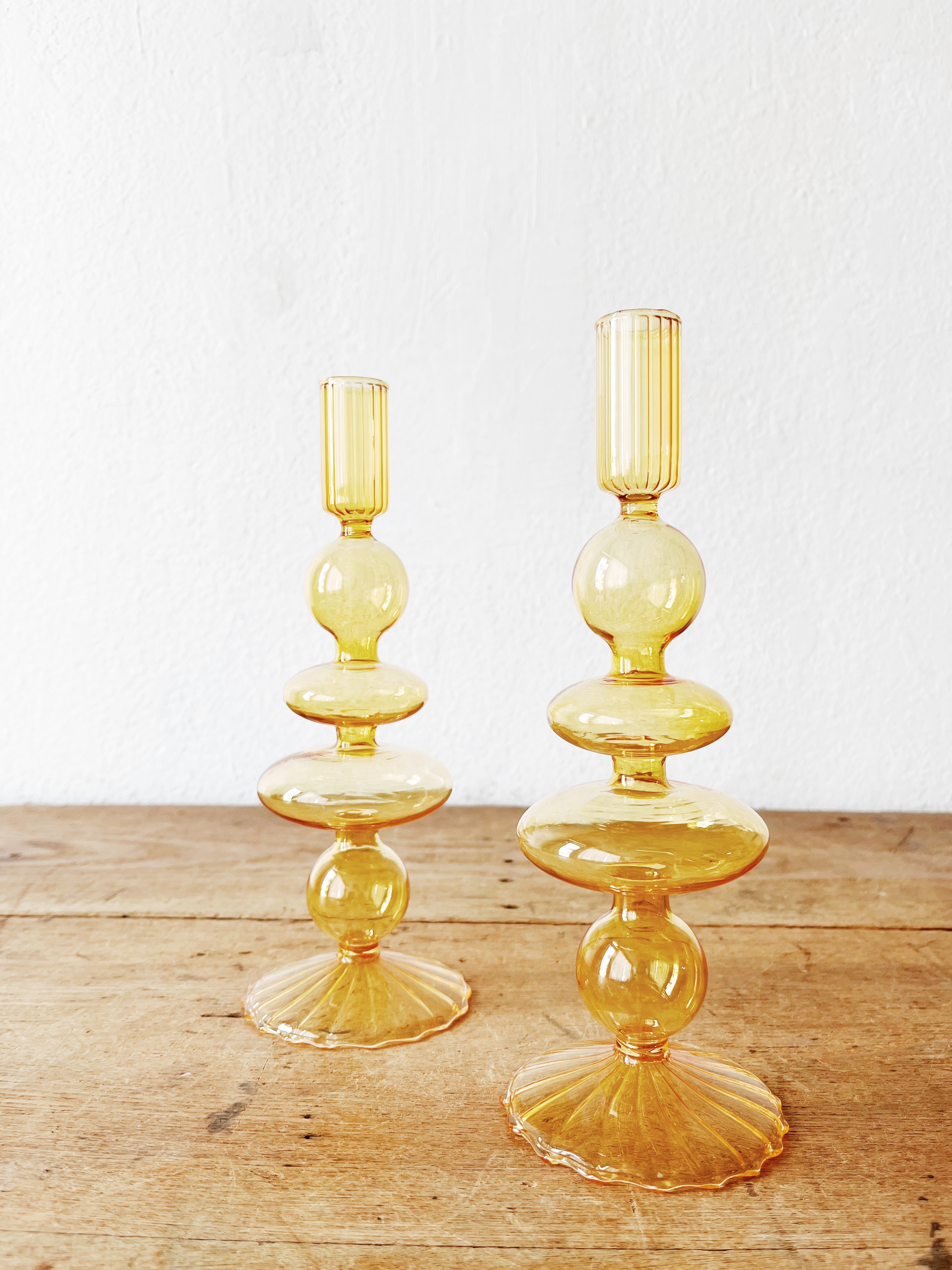 Vintage Blown Glass Candlesticks