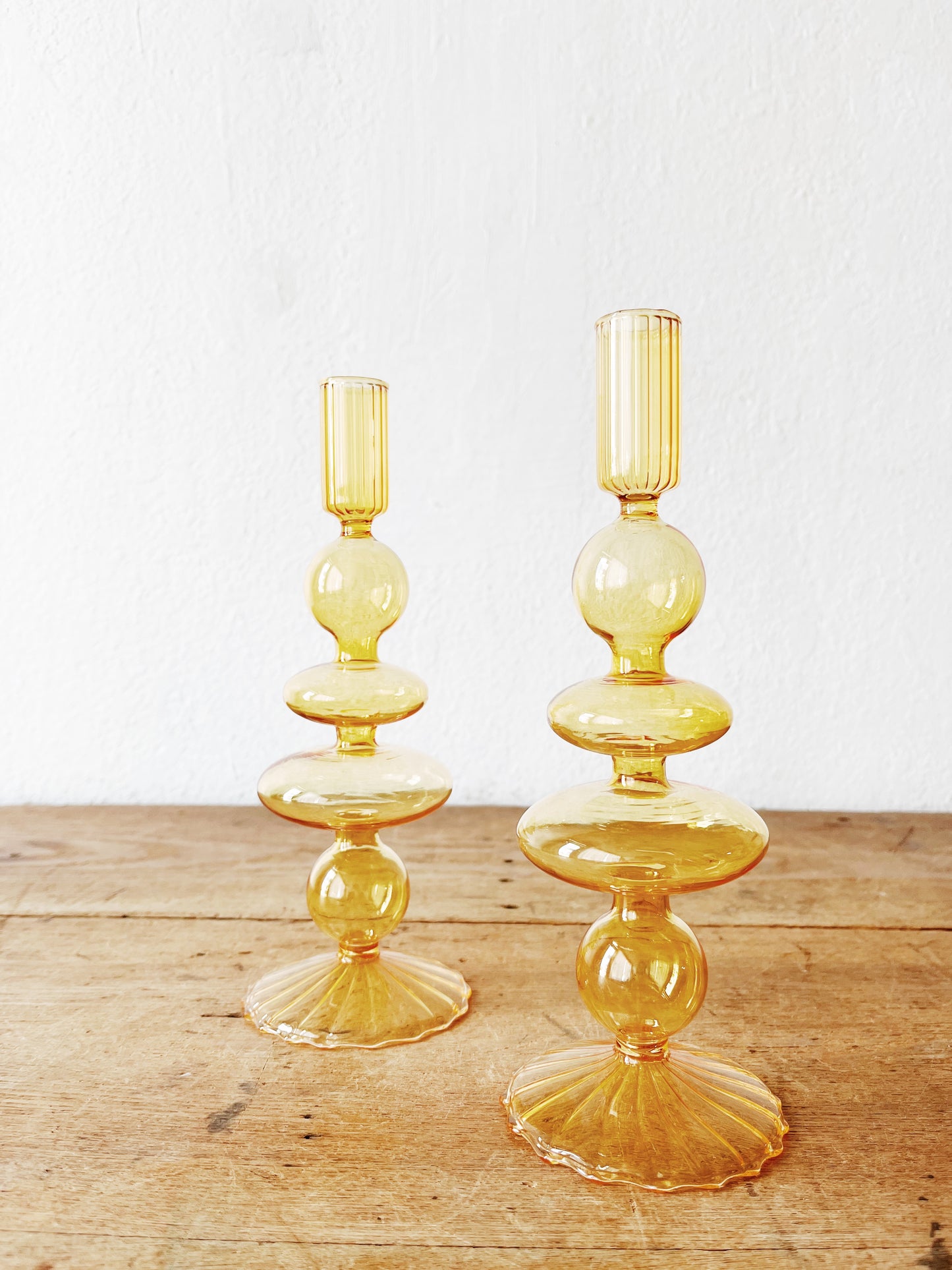 Vintage Blown Glass Candlesticks