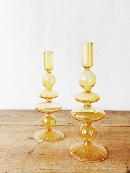 Vintage Blown Glass Candlesticks