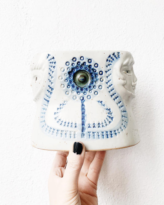 Vintage Faces Pottery Vase