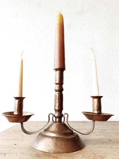 Vintage Hammered Coper Candelabra