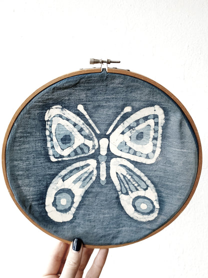 Batik Butterfly Art in Wood Embroidery Frame