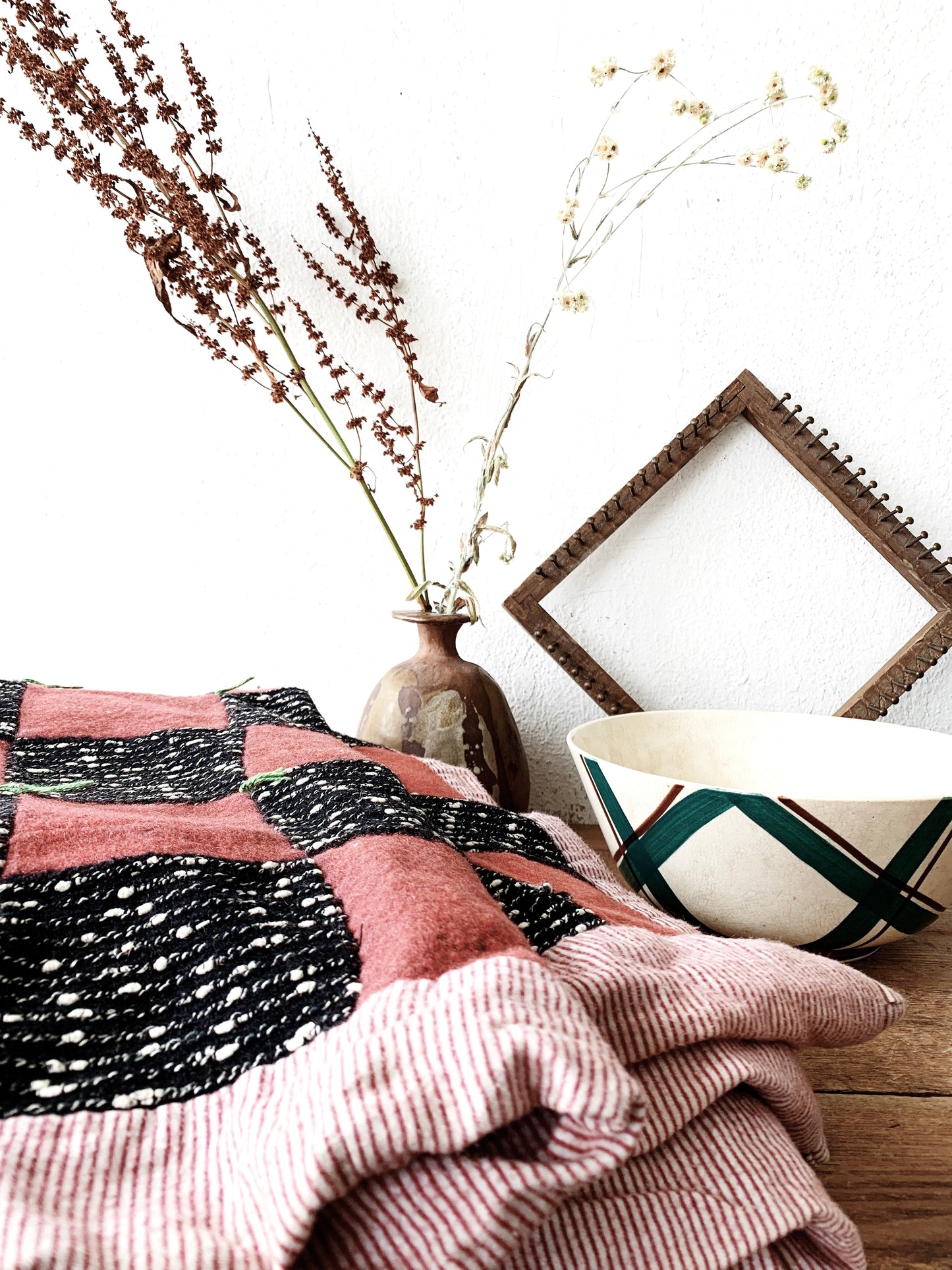 Vintage Wool and Cotton Patchwork Quilt