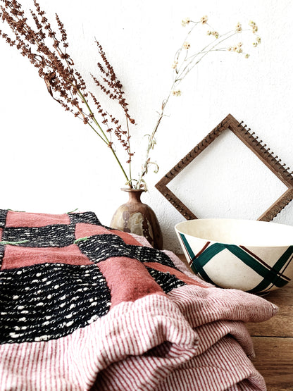 Vintage Wool and Cotton Patchwork Quilt