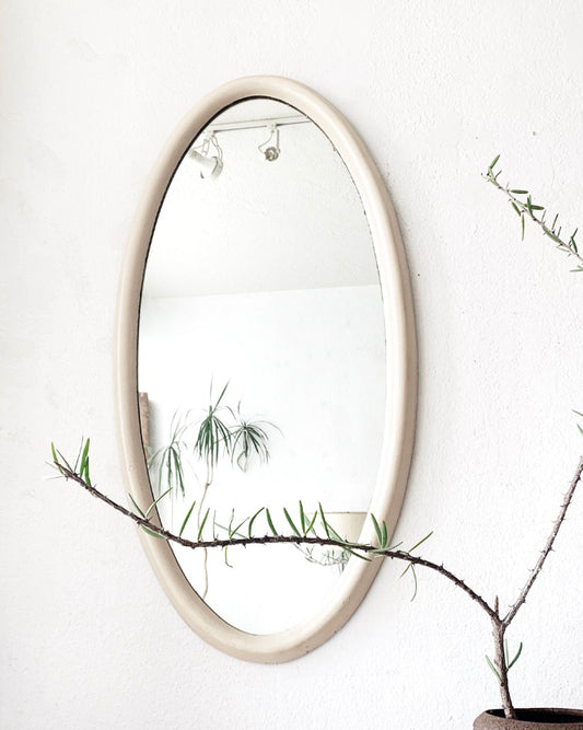 Antique Oval Wood Framed Mirror